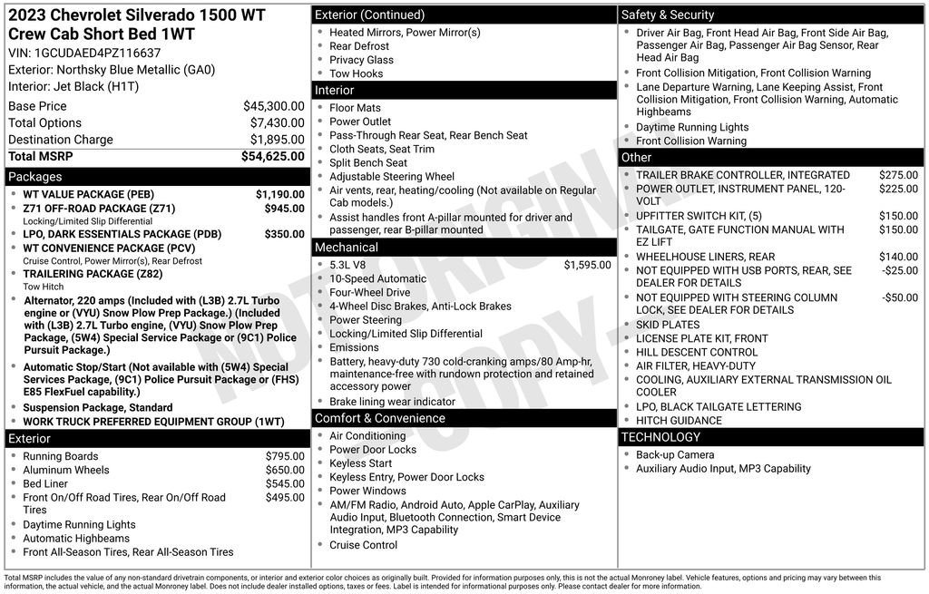 chevrolet silverado 1500 2023 1GCUDAED4PZ116637 image